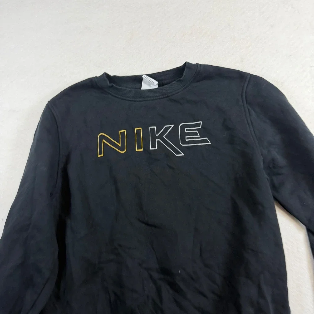 Nike Mens XL Black Crewneck Sweatshirt Embroidered Logo Pullover Sportswear